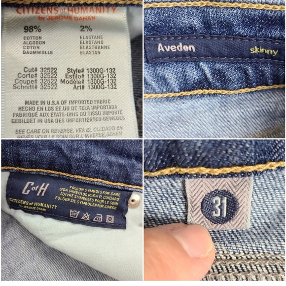 Citizens of Humanity Blue Faded Avedon Skinny Jeans Size 31 - Picture 7 of 12